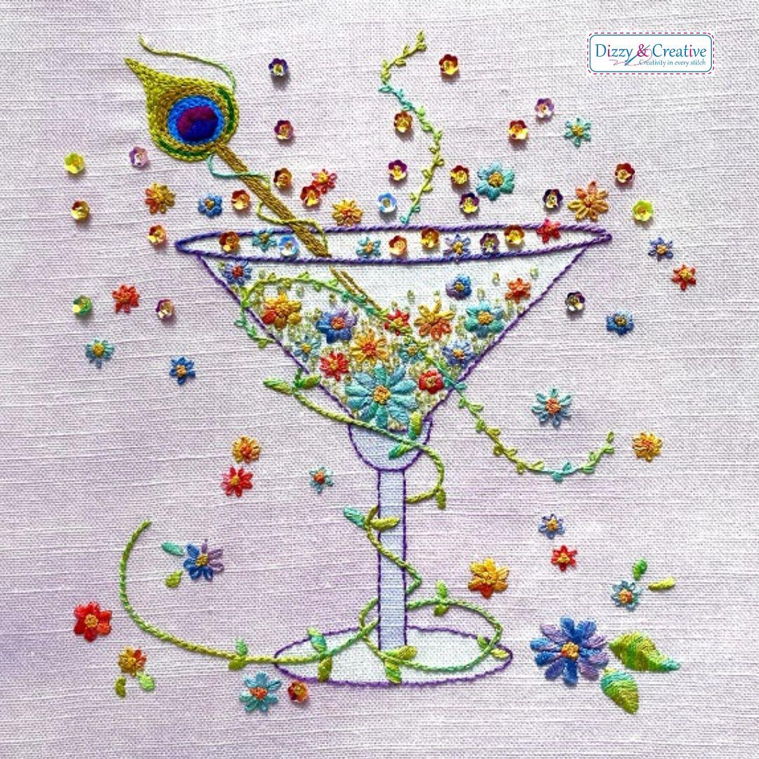 Cocktail Time Embroidery Project by Dizzy & Creative