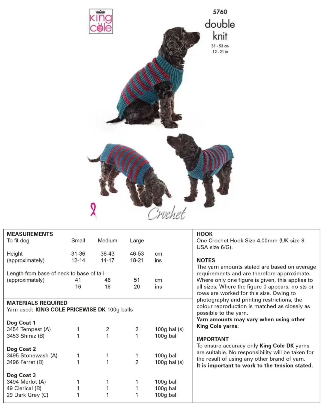 Knitting & Crochet Patterns - Pets (Below Is a Very Small Selection of Patterns Available in the Shop)