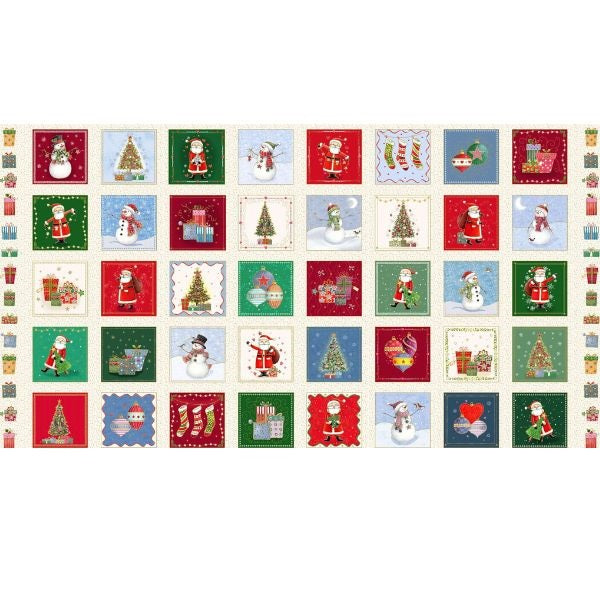 Jolly St Nick Squares Christmas ALL YOU NEED Fabric Panel Pack