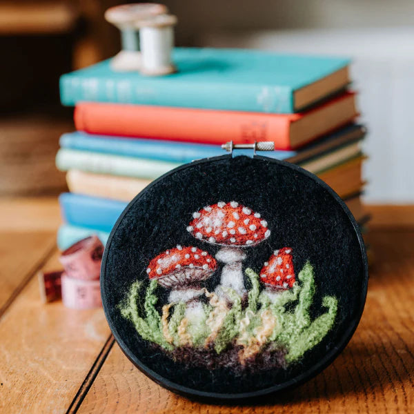 Toadstools in a Hoop Needle Felting Kit