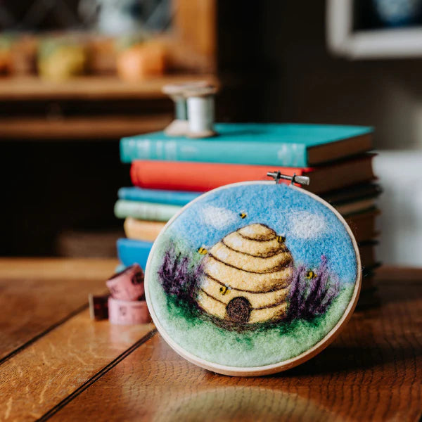 Bee Hive in a Hoop Needle Felting Kit