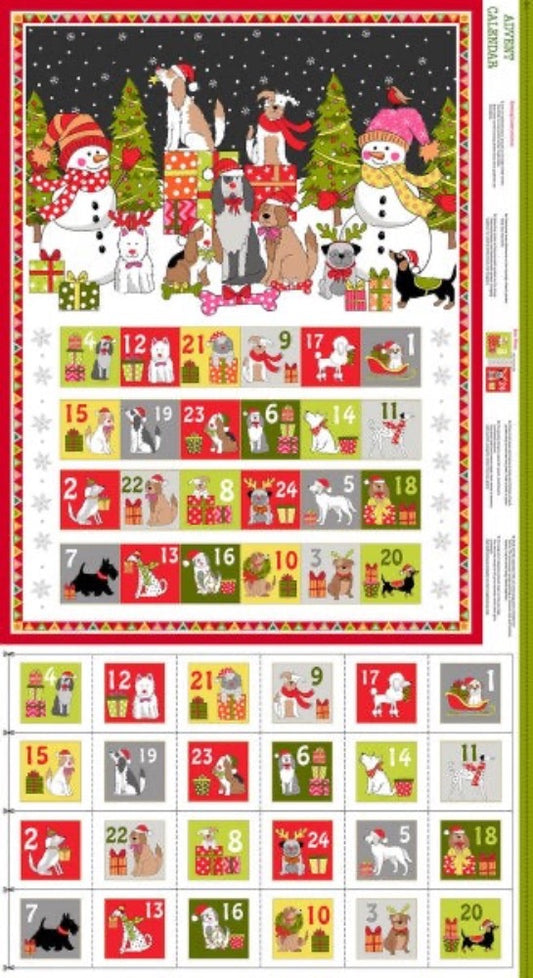 Dog Lovers Christmas Fabric Advent Calendar - 100% Cotton