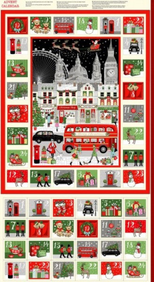 London Christmas Fabric Advent Calendar - 100% Cotton