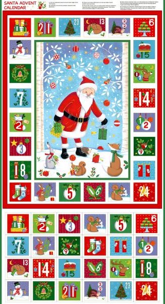 Santa Festive Advent Calendar Fabric Panel