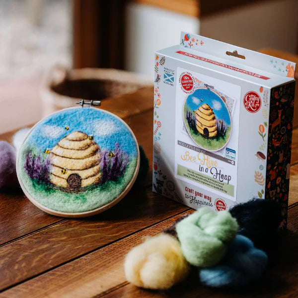 Bee Hive in a Hoop Needle Felting Kit