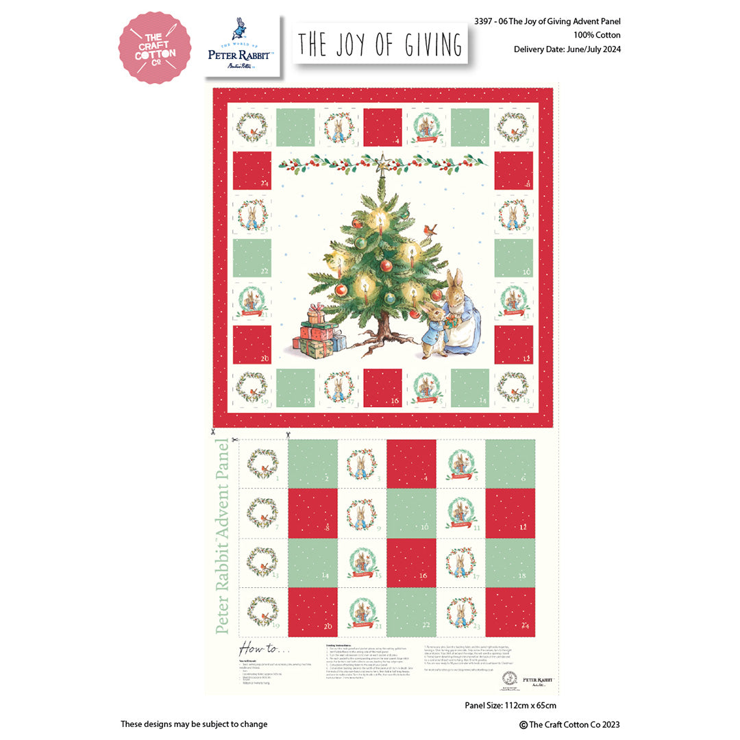 Peter Rabbit - 'The Joy of Giving' Festive Advent Calendar Fabric Panel