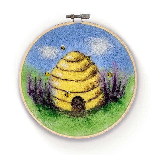 Bee Hive in a Hoop Needle Felting Kit