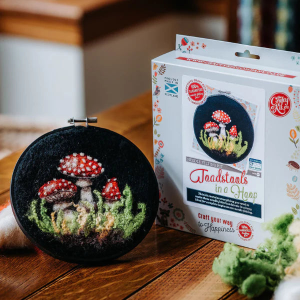 Toadstools in a Hoop Needle Felting Kit