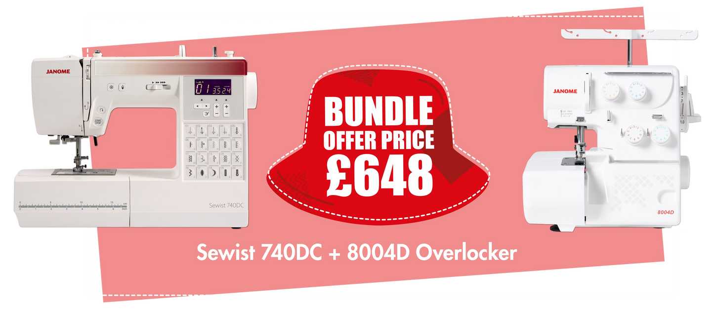 Janome Combo Offer - Sewist 740DC Sewing Machine PLUS 8004D Overlocker - BUNDLE OFFER PRICE £648