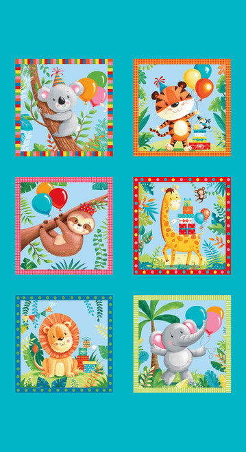 Party Animals Children's Cot Fabric Panel by Stof Fabrics