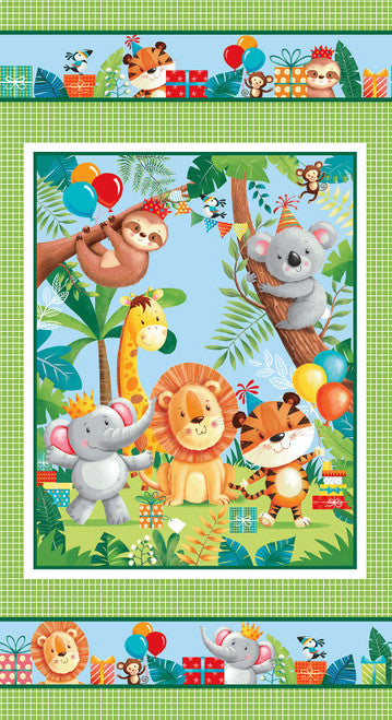 Party Animals Children's Cot Fabric Panel by Stof Fabrics