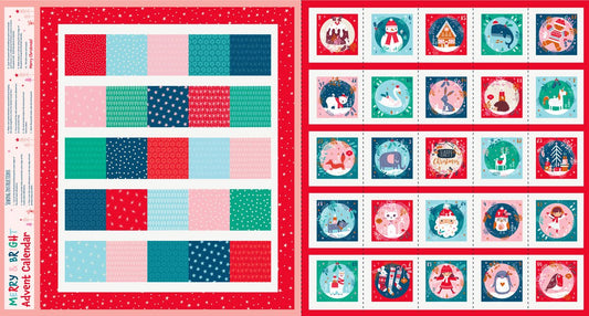 Merry & Bright Christmas Advent Calendar - 100% Cotton by Dashwood Studios