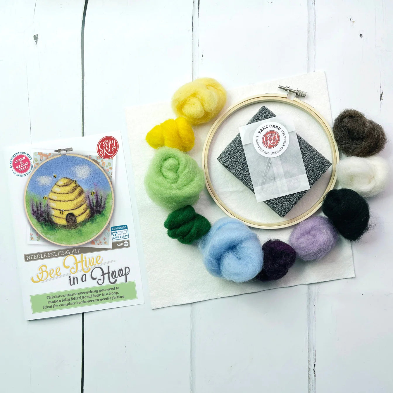 Bee Hive in a Hoop Needle Felting Kit