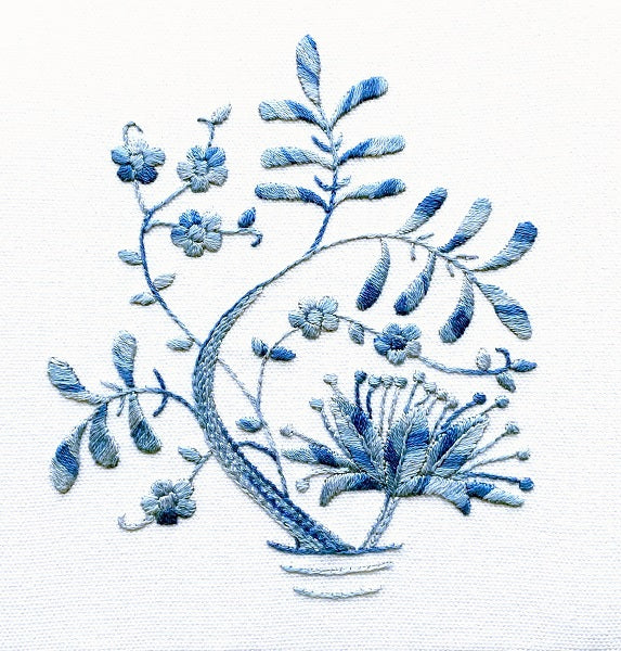 Blue Dresden Embroidery Project - In Two Stitch Steps