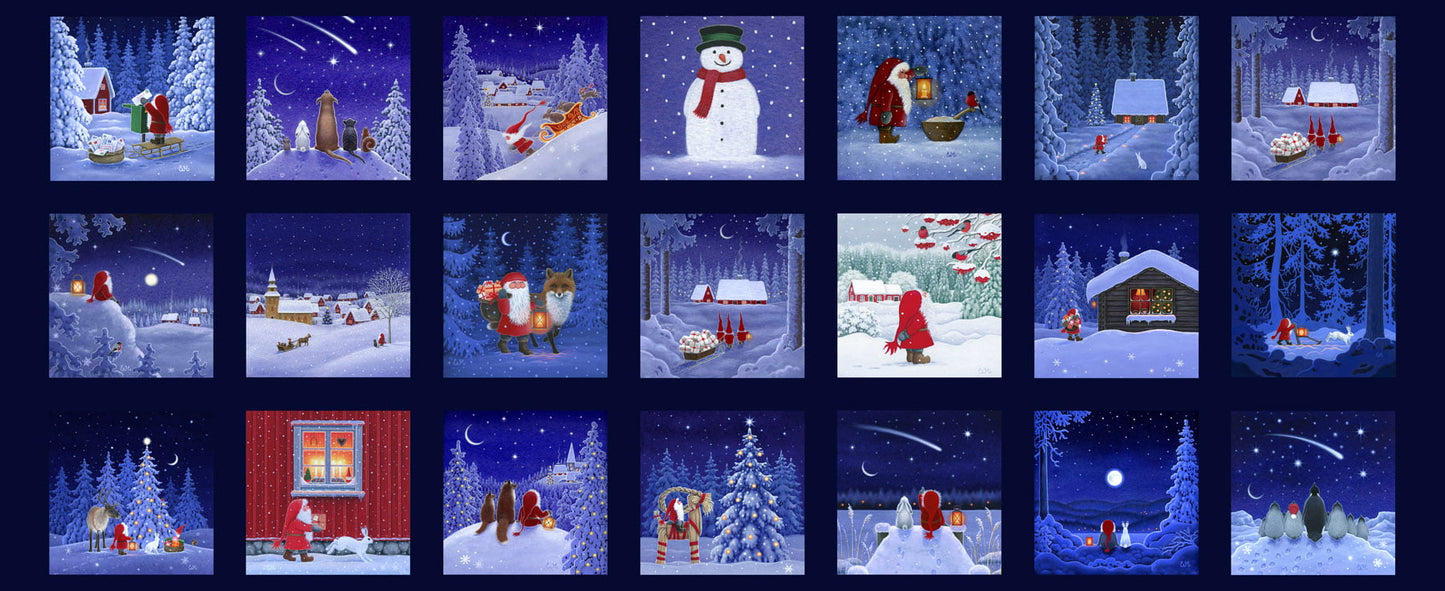 Christmas Festive Fabric Panel - Tomtens Forest Friends