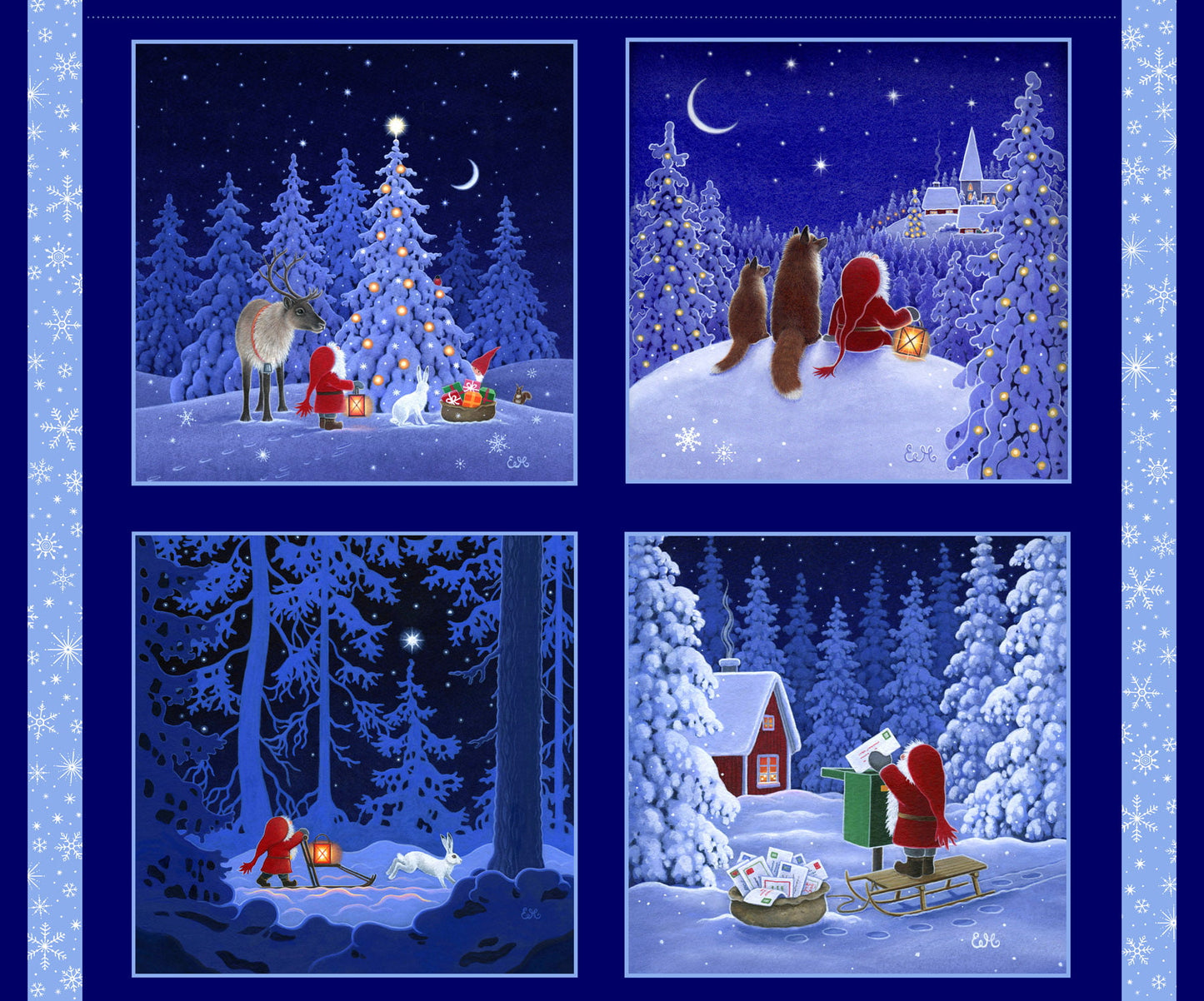Christmas Festive Fabric Panel - For Cushion Panels, Table Mats, Wall Hangings etc