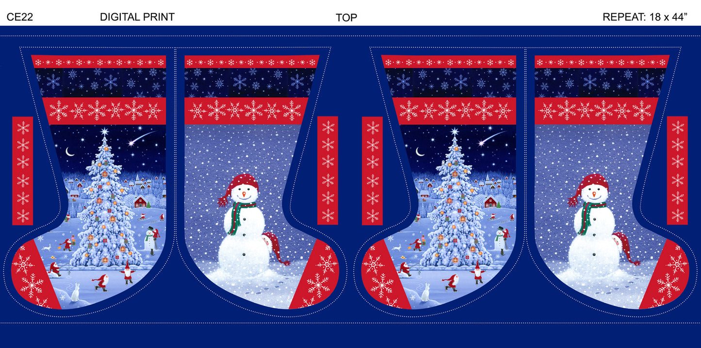 Christmas Festive Stocking Fabric Panel - Tomtens Forest
