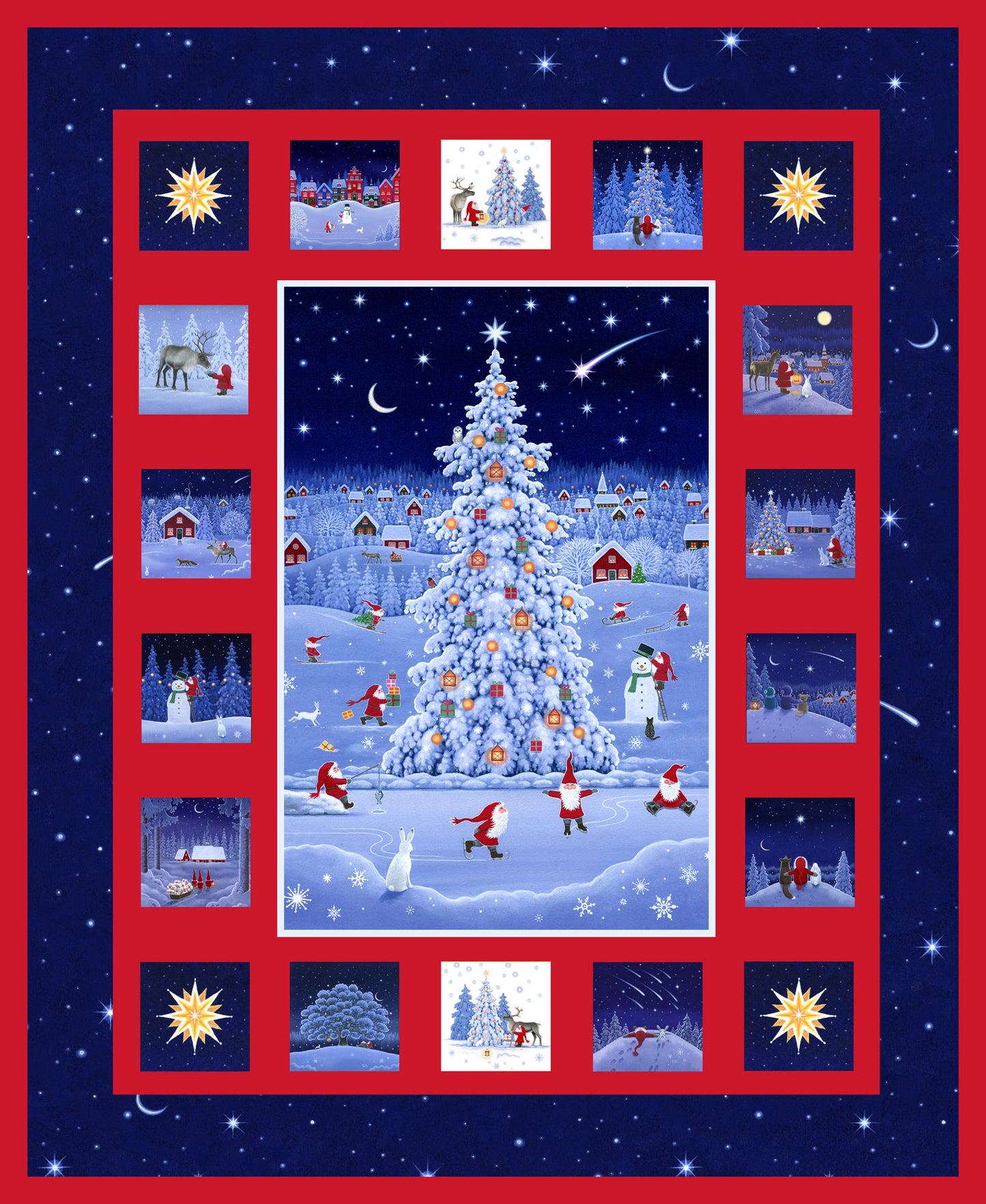 Christmas Festive Quilt ALL YOU NEED Fabric Panel Pack - Tomtens Forest