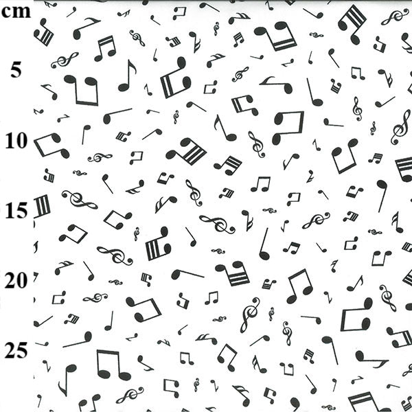 Musical Notes in Ivory 100% Cotton Poplin Fabric - by Rose & Hubble - Sold by the Half Metre