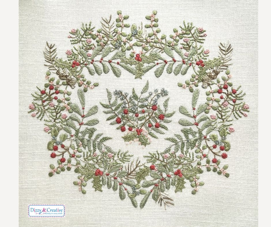 Christmas Wreath Embroidery Project by Dizzy & Creative