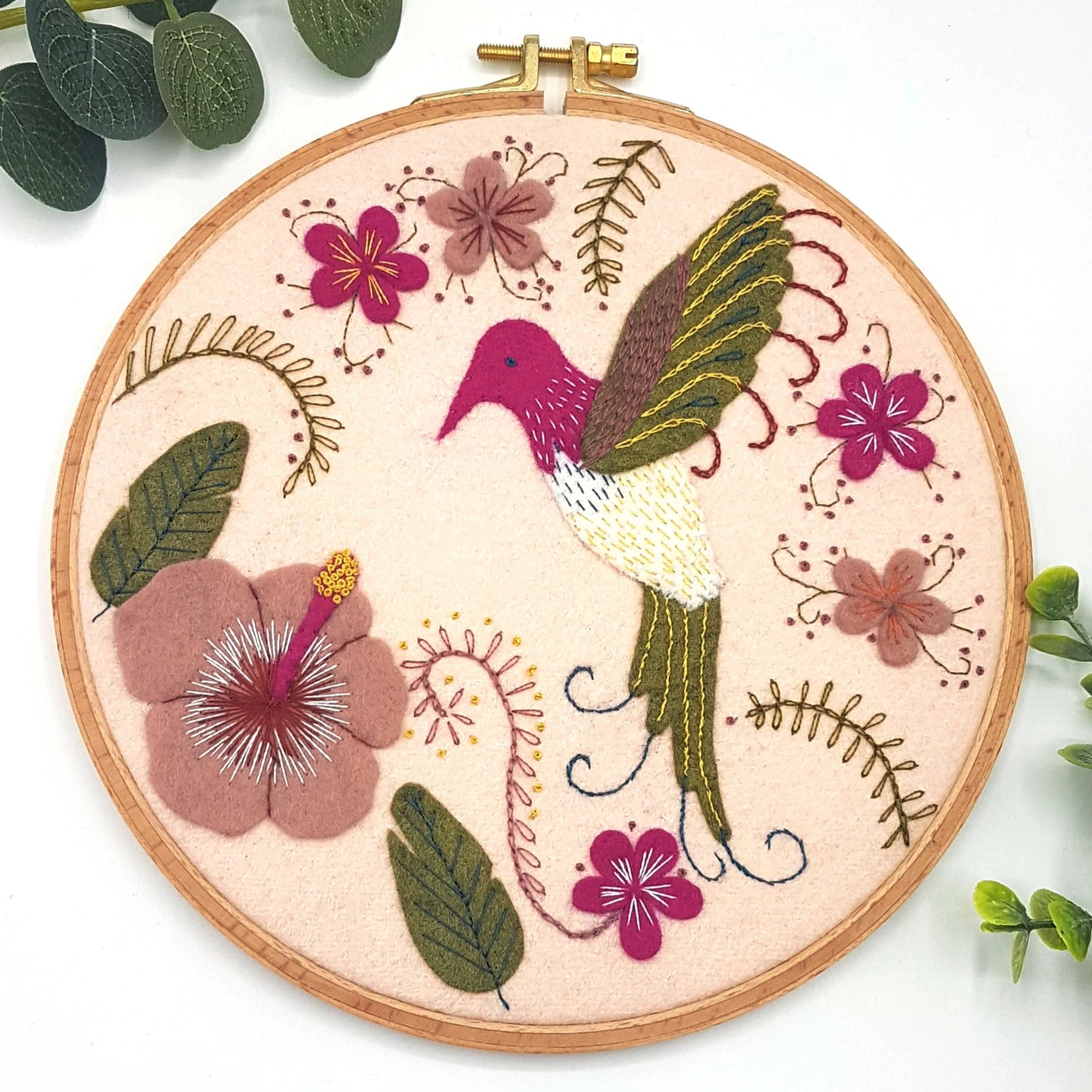 Hummingbird Felt Embroidery Hoop Kit - by Corinne Lapierre