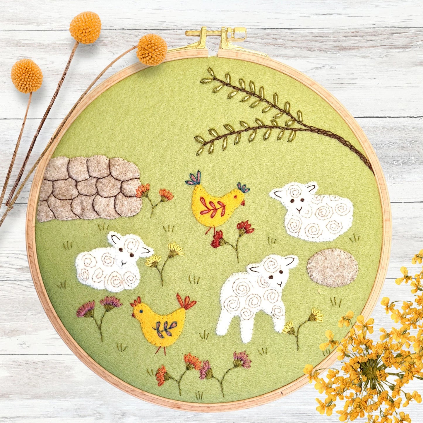 Playing in the Meadow Felt Applique Hoop Kit - by Corinne Lapierre