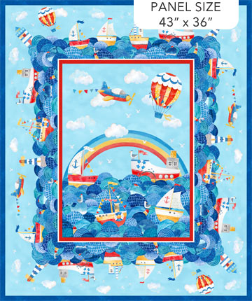 Out to Sea - Nautical Cot Quilt Panel - Lovely Fabric Panel!