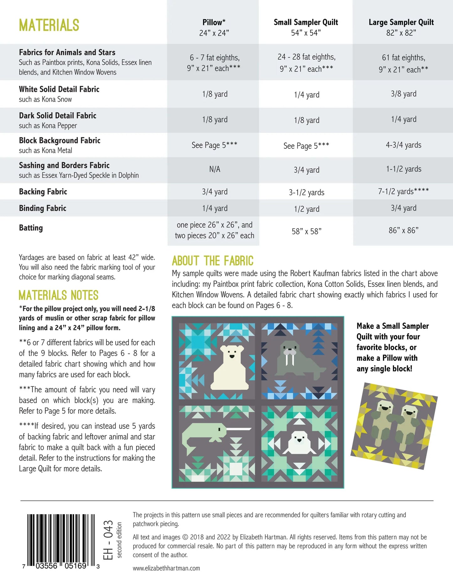North Stars Sampler Quilt and Pillow Pattern - by Elizabeth Hartman