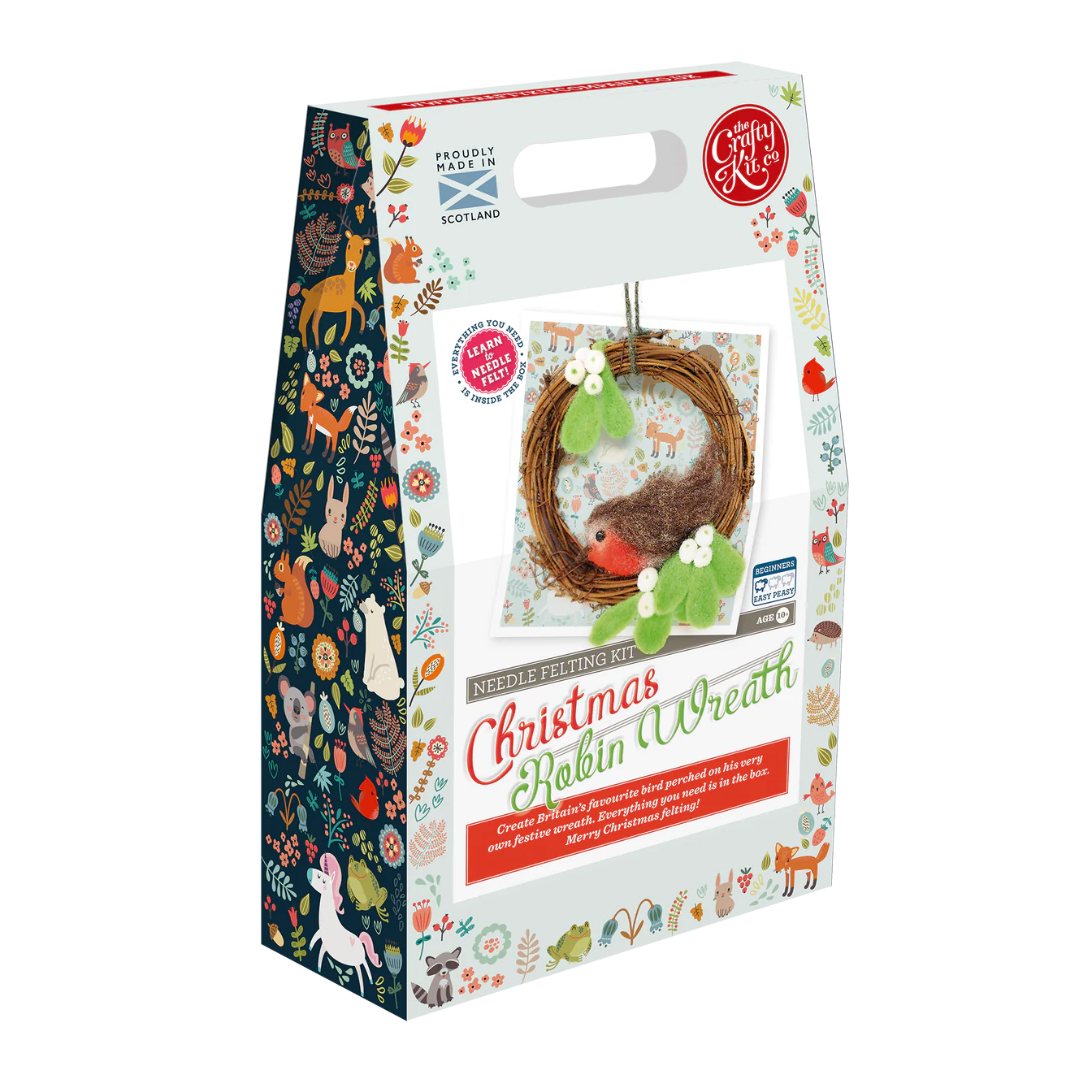 Christmas Red Robin Wreath - Needle Felting Kit