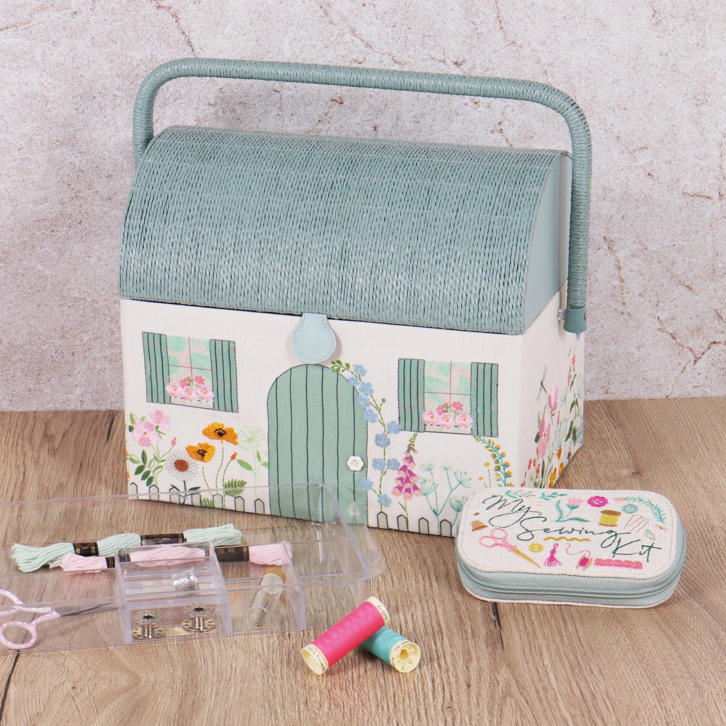 Country Cottage - Embroidered Sewing Box
