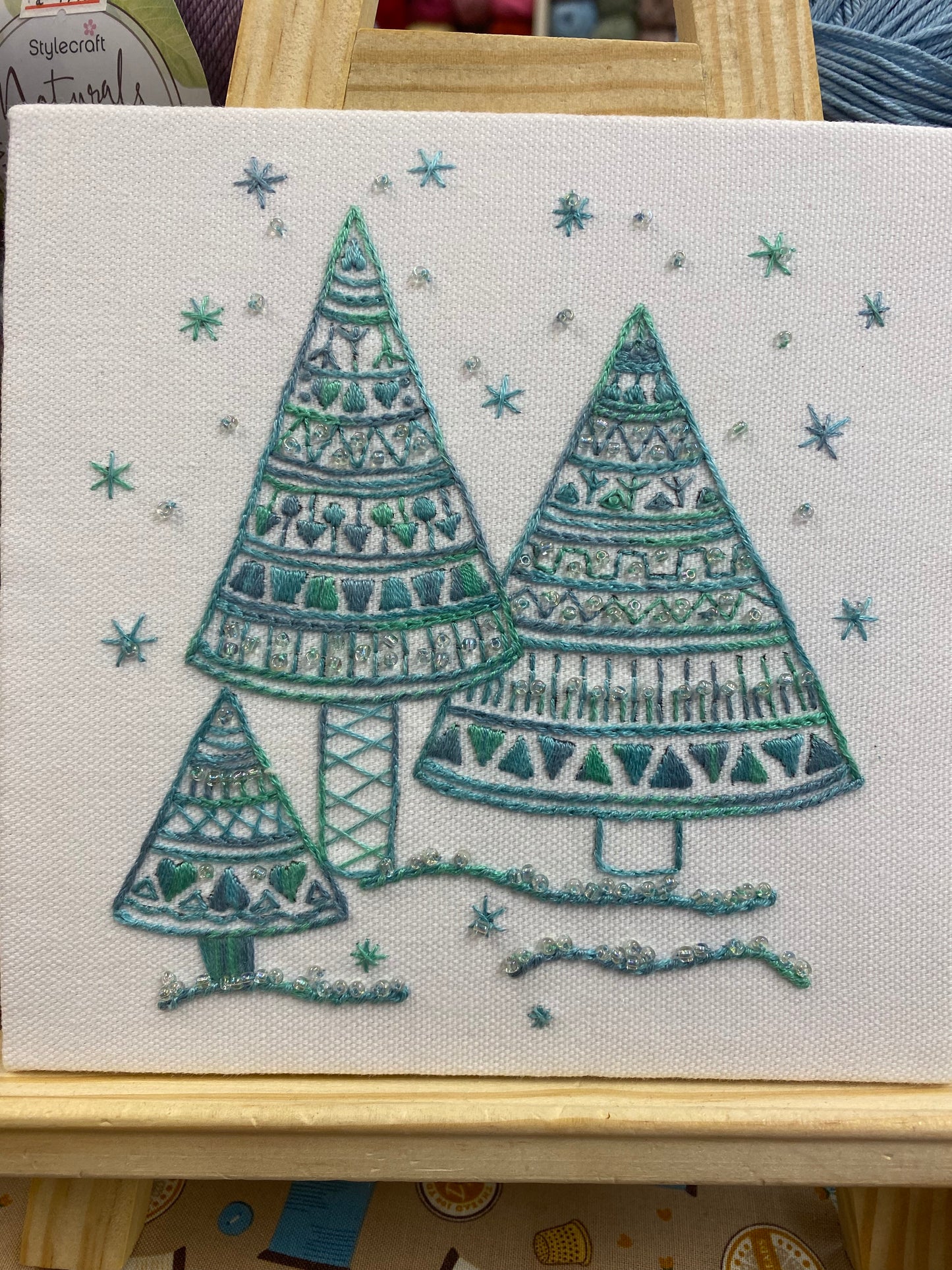 Christmas Trees Embroidery Kit - in Two Stitch Steps