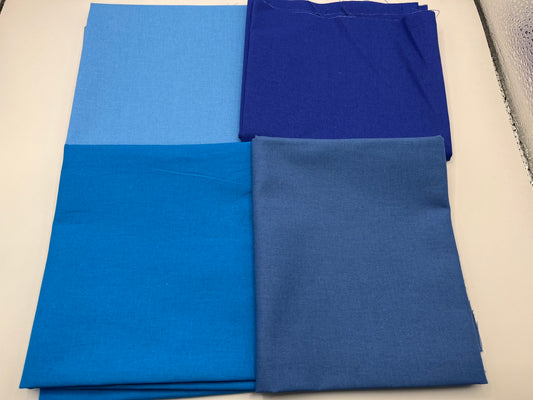 Blue Mixed Fabric Bundle - 4 x 100% Cotton Fat Quarter Pack