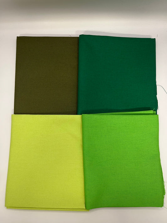 Green Mixed Fabric Bundle - 4 x 100% Cotton Fat Quarter Pack
