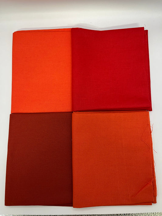 Red Mixed Fabric Bundle - 4 x 100% Cotton Fat Quarter Pack
