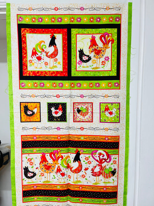 Chicken Roost Childs Cot / Quilt Fabric Panel