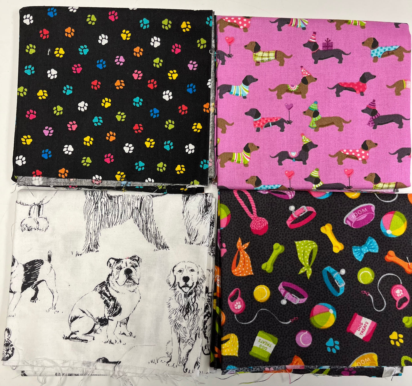 Dog & Puppy Fabric Fat Quarter Bundle - for bandana's and quilting