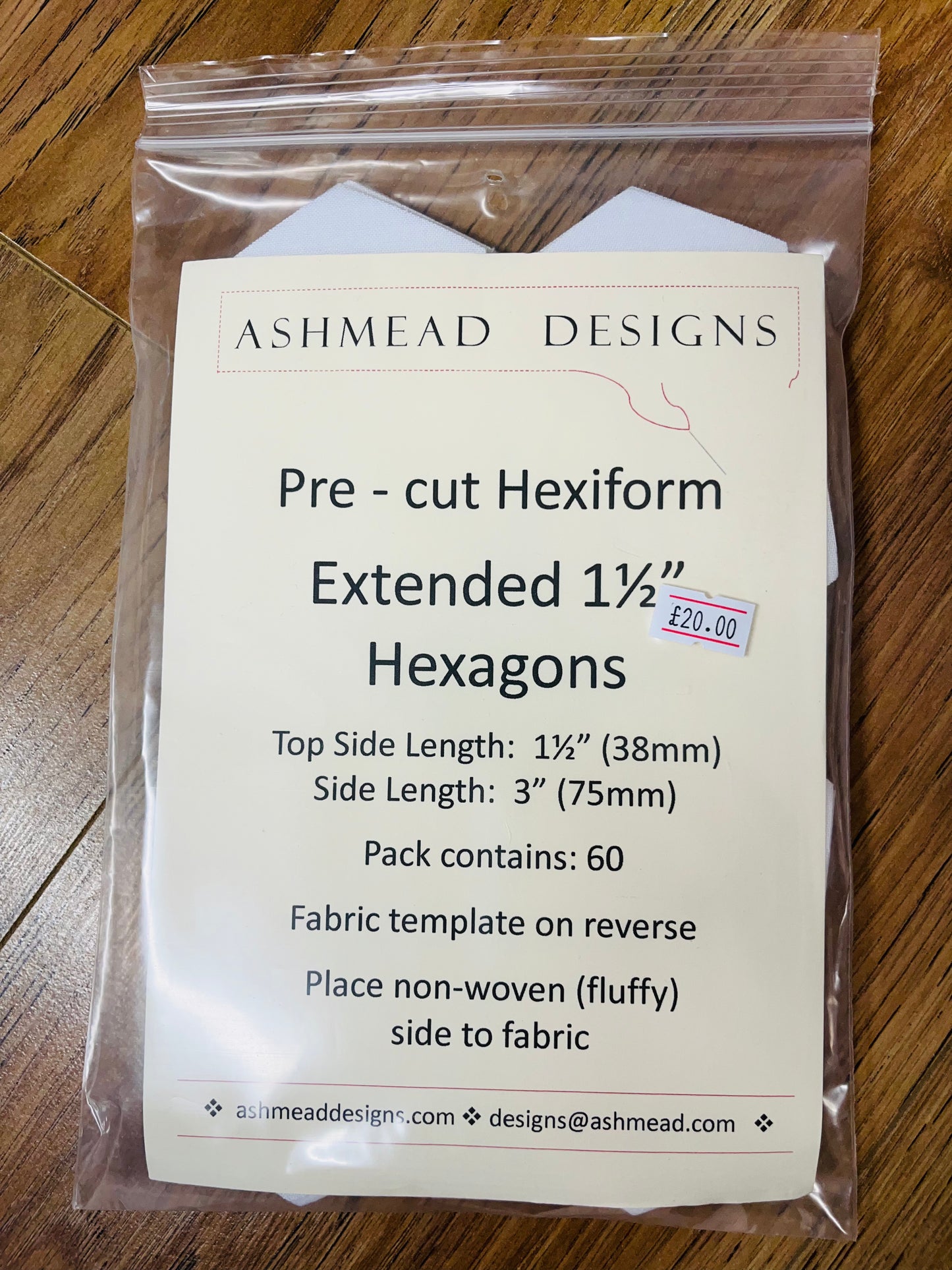 Pre Cut Quilting Hexiform Hexagons - Pack of 60 - 1.5 inch x 3 inch