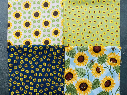 Flowers and Sunflowers Fabric Fat Quarter Bundle - for Quilting etc