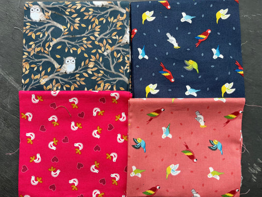 Birds Fabric Fat Quarter Bundle - for Quilting etc