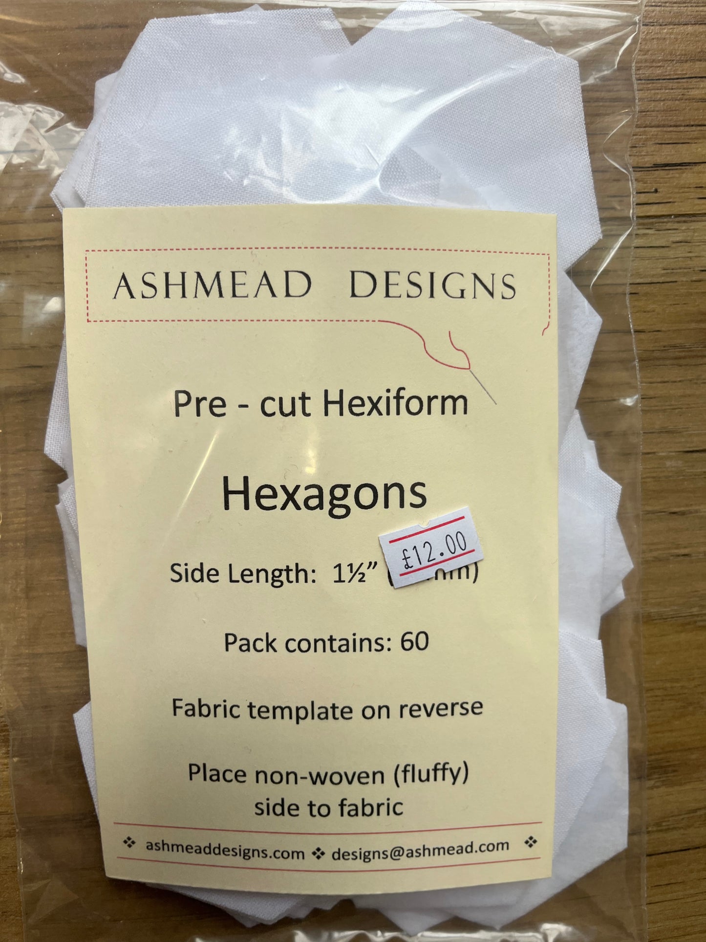 Pre Cut Quilting Hexiform Hexagons - Pack of 60 - 1.5 inch