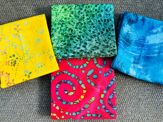 Batik Fabric Fat Quarter Bundle - for Quilting, Crafting Project etc