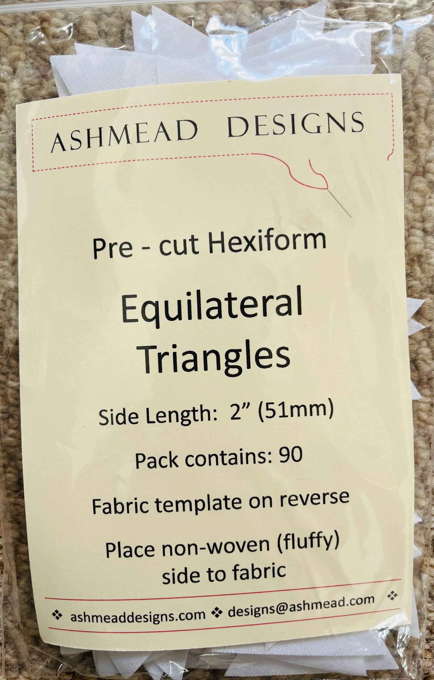 Pre Cut Quilting Hexiform Equilateral Triangles - Pack of 90 - 2 inch (51mm)