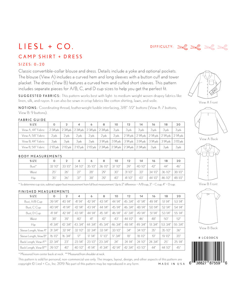 Camp Shirt + Dress Pattern by Liesl + Co