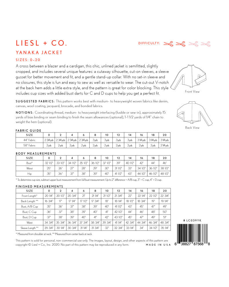 Yanaka Jacket Pattern by Liesl + Co