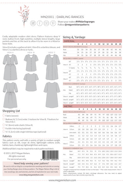 Dress & Blouse Pattern - Darling Ranges by Megan Nielson