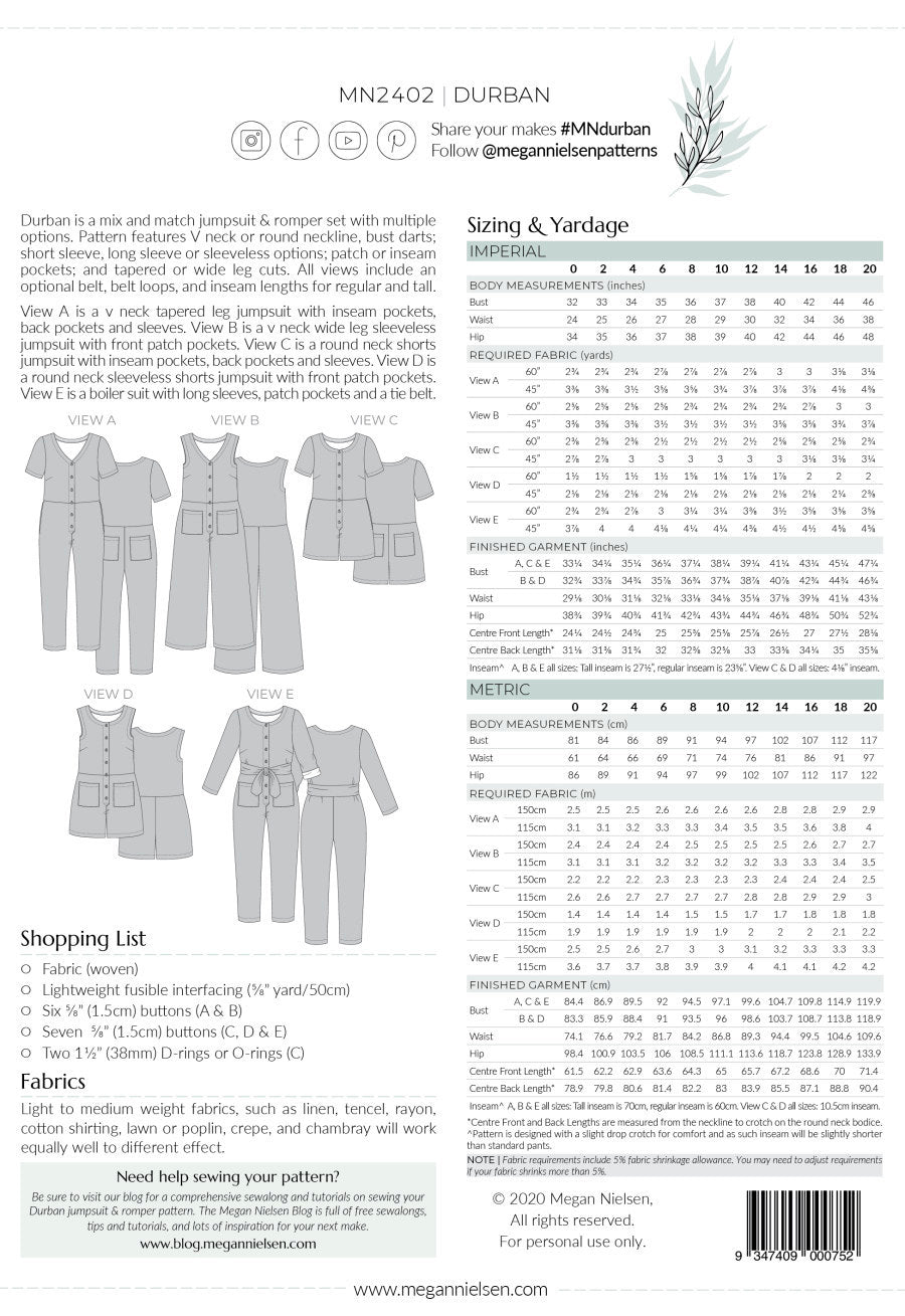 Durban Jumpsuit & Romper Pattern By Megan Nielsen