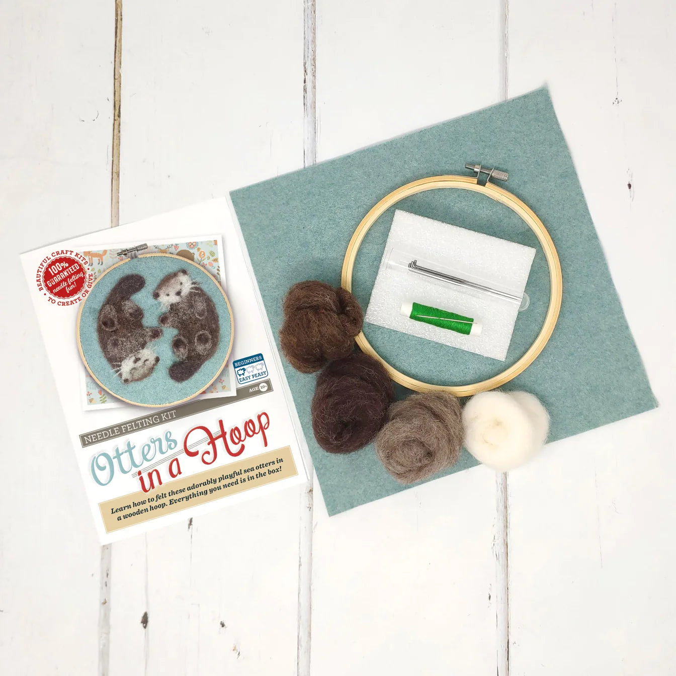 Otters in a Hoop Needle Felting Kit