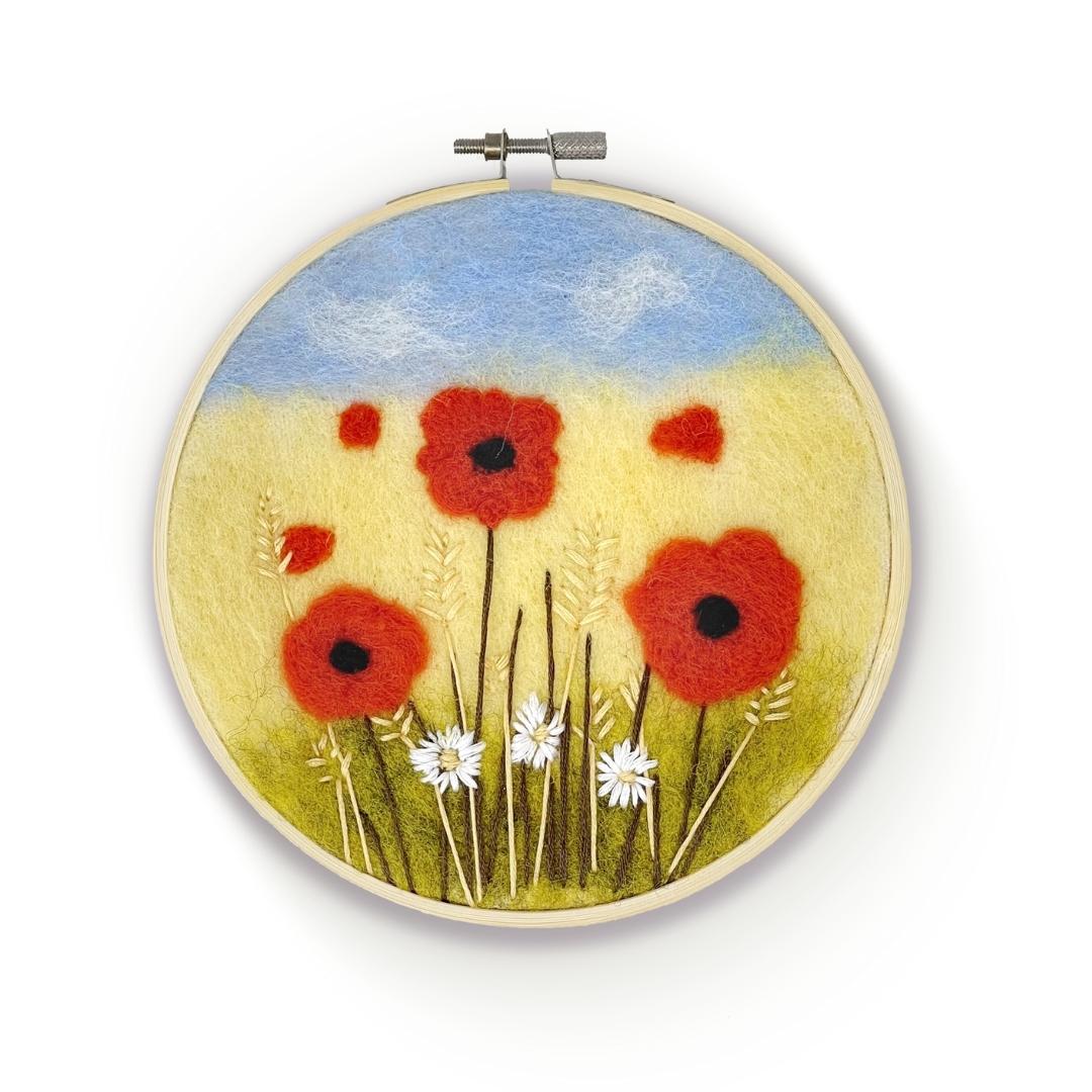 Poppies in a Hoop Needle Felting Kit