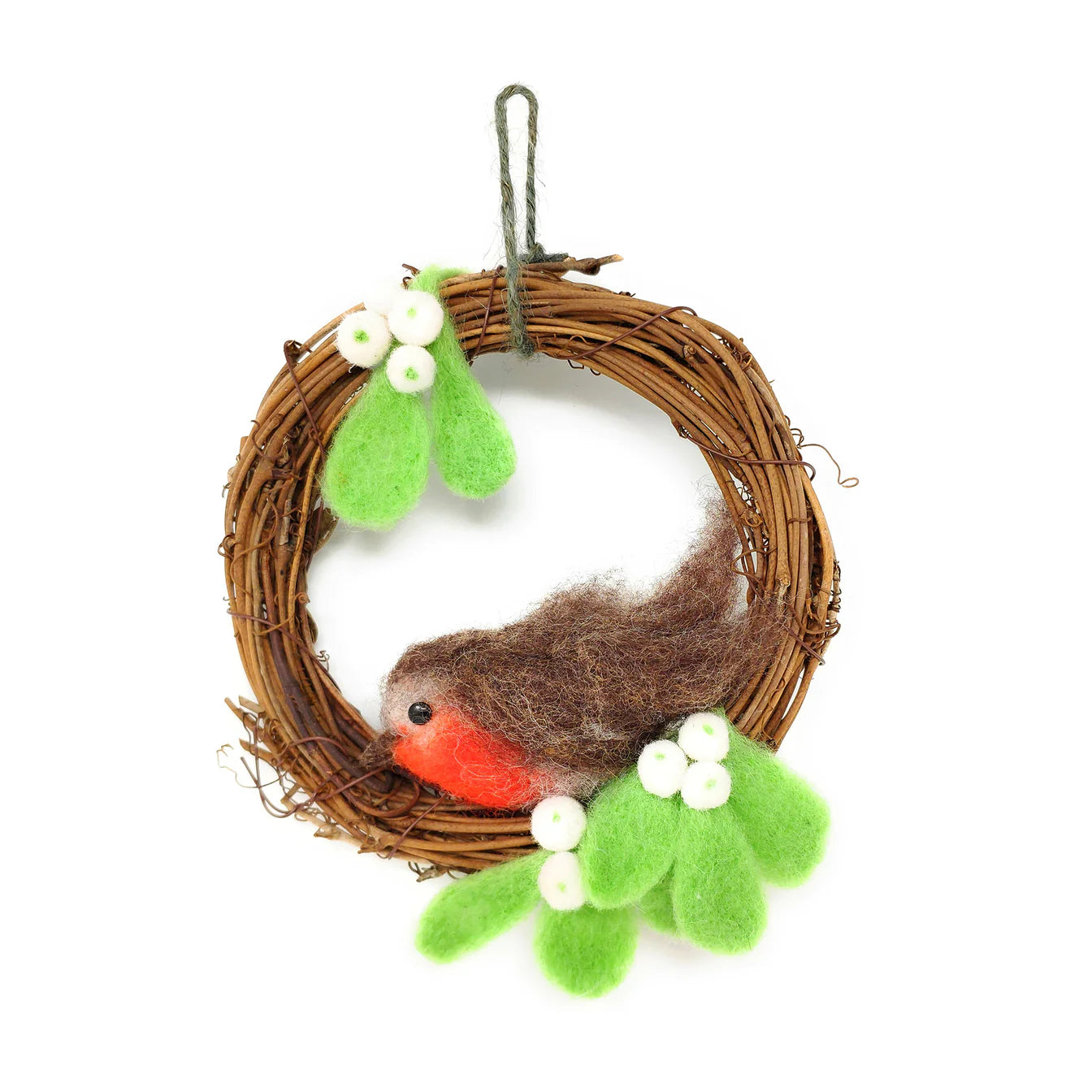 Christmas Red Robin Wreath - Needle Felting Kit
