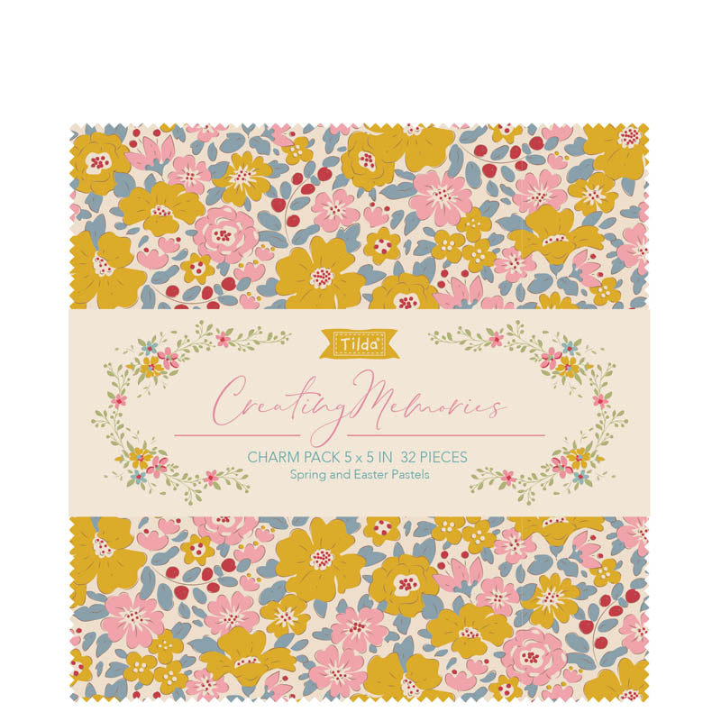 Tilda Charm Pack - 12.5cm x 12.5cm - Spring - 32 Pieces of Fabric